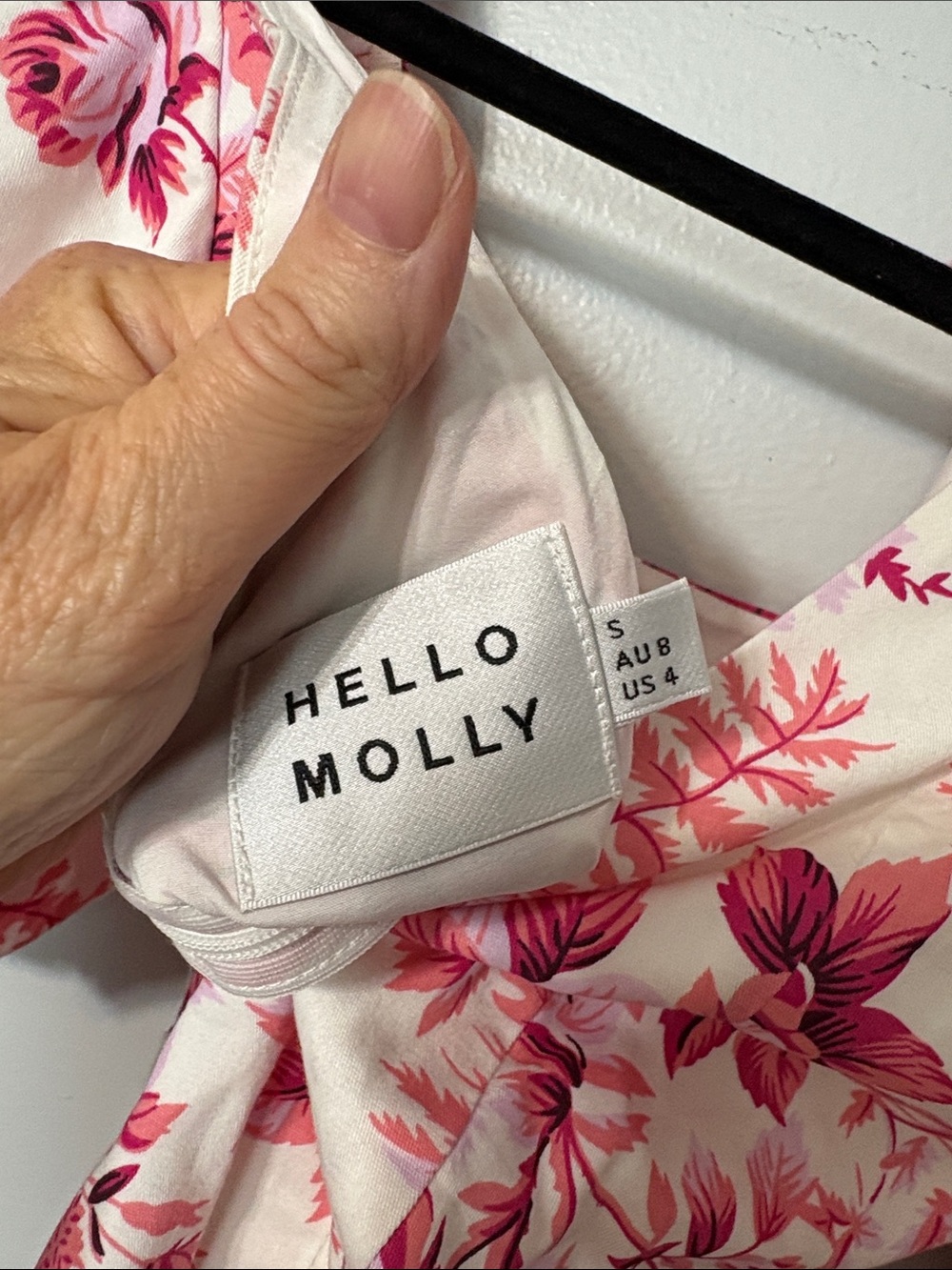 Hello Molly Pink Floral Cutout Mini Dress Puff Sleeve Cottagecore USA 4 - Picture 5 of 5
